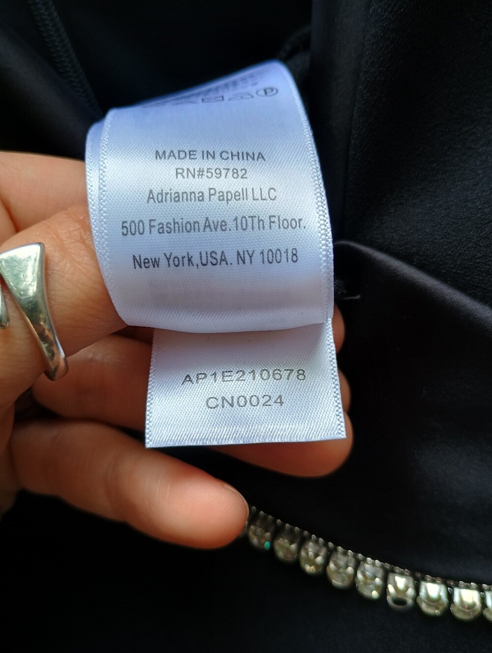 Adrianna Papell Women's Black Crystal Embellished Tuxedo Jumpsuit Size 14 - Picture 12 of 13